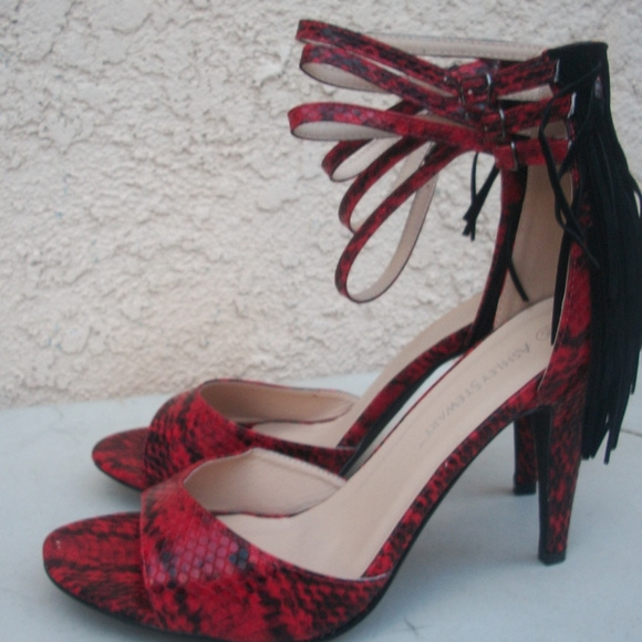 Ashley Stewart Shoes - WOMENS SZ 12 SEXY SNAKE PRINT FRINGED SPIKE HEELS